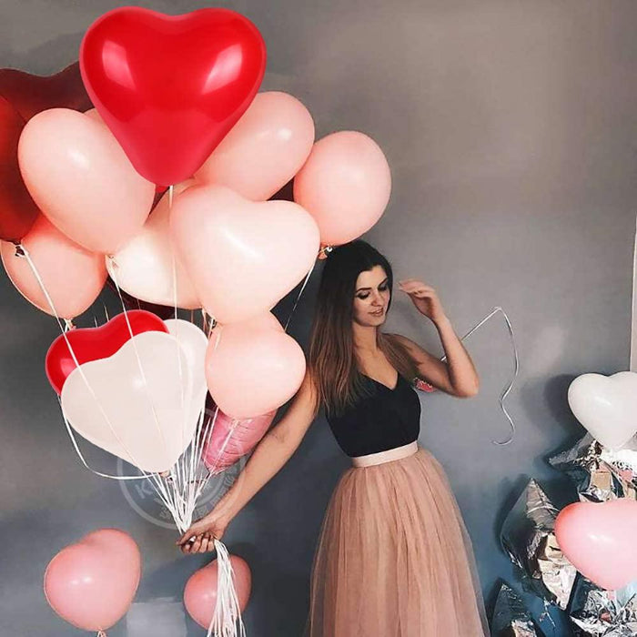 Modern 100Pc Red Pink Balloons 10Inch Love Heart Latex Balloons For Wedding Party and Celebration Helium Balloon Valentines Day Birthday Party Inflatable Balloons