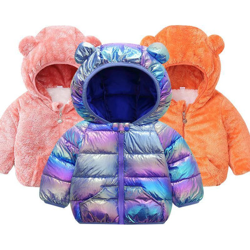 Shiny Toddler Baby Warm Hooded Coat Winter Outerwear Infant Clothes Cute Jacket Baby Clothes For Girls