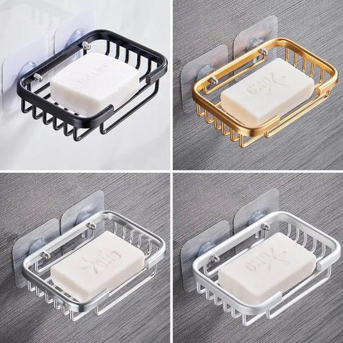 1 Pcs Creative Drill Free Soap Dish Holder Wall Mounted Storage Rack Holder Hollow Type Soap Sponge Dish Bathroom