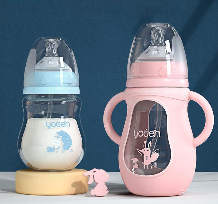 Modern Glass Baby Bottle Straw Drop-resistant Water Drink Bottles for Baby Milk Bottle for a Child