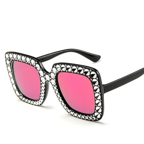 2024 Modern Shining Diamond Sunglasses Retro Vintage Women Retro Design Flash Square Shades Female Mirror Sunglasses for Summer