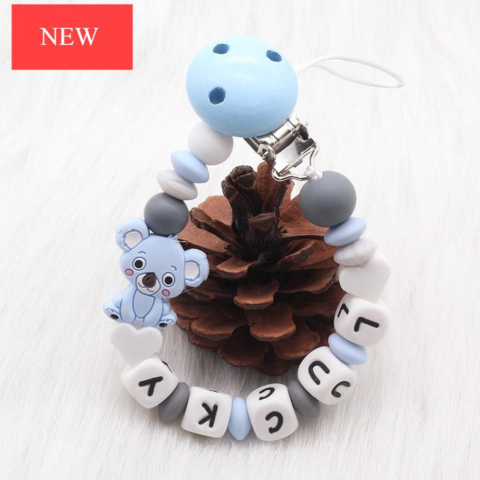 Modern Handmade Personalized Name Baby Pacifier Clips Silicone Pacifier Chain Wood Pacifier Holders For Pacifier For Baby Kids