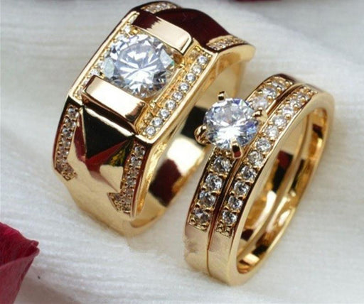 Luxury Rings For Women Modern Rich Fashion Set Ring Elegant Cubic Zirconia Yellow Gold Color Great Wedding Engagement Accessories