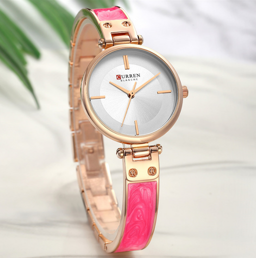 Womens Elegant Stainless Steel Watch With Ceramic Bracelet In Shimmering Marble Colors