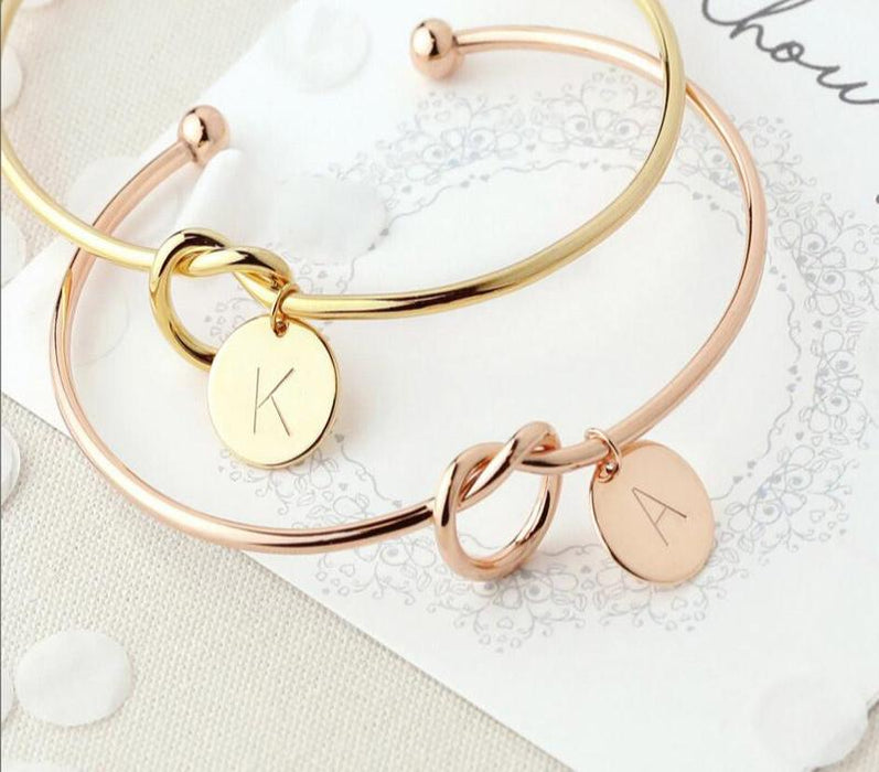 Personalize Knot Initial Bracelets Bangles A-Z 26 Letters Initial Charm Bracelet Love Bangles for Women Luxury Jewelry For Women