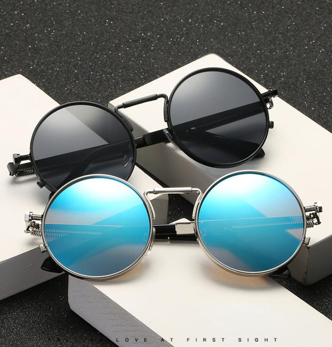 Luxury Vintage Retro Unisex  Men and Woman Sunglasses Punk Style Round Metal Frame Colorful Lens Sung lasses Fashion Eyewear Gafas sol mujer