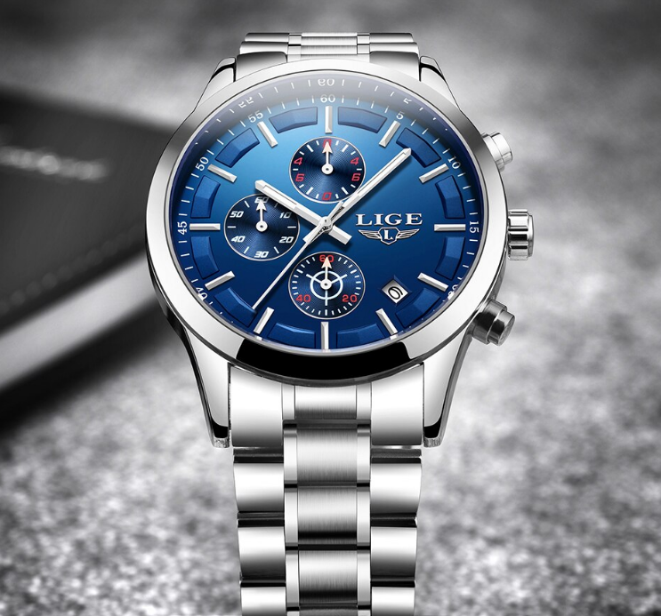 Men's Waterproof  Watch With Chronometers And Date Display Unique Design Perfect Gift