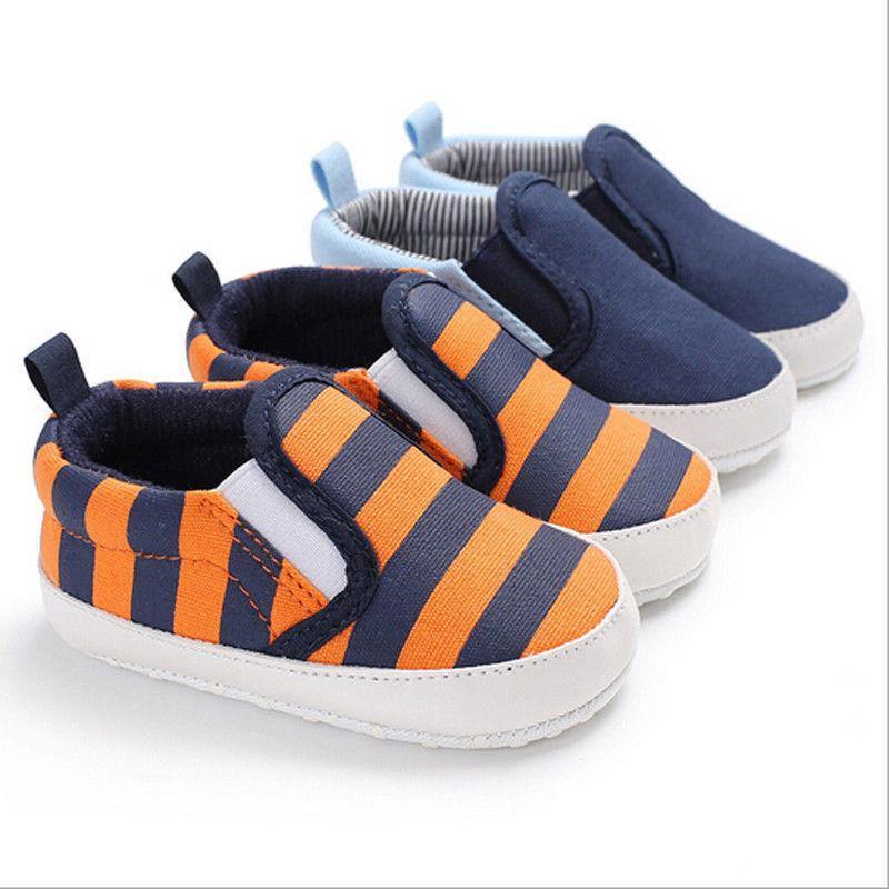 Toddler Infant Baby Shoes Newborn Boys Girls Soft Casual Shoes Striped Shoes 0-18M