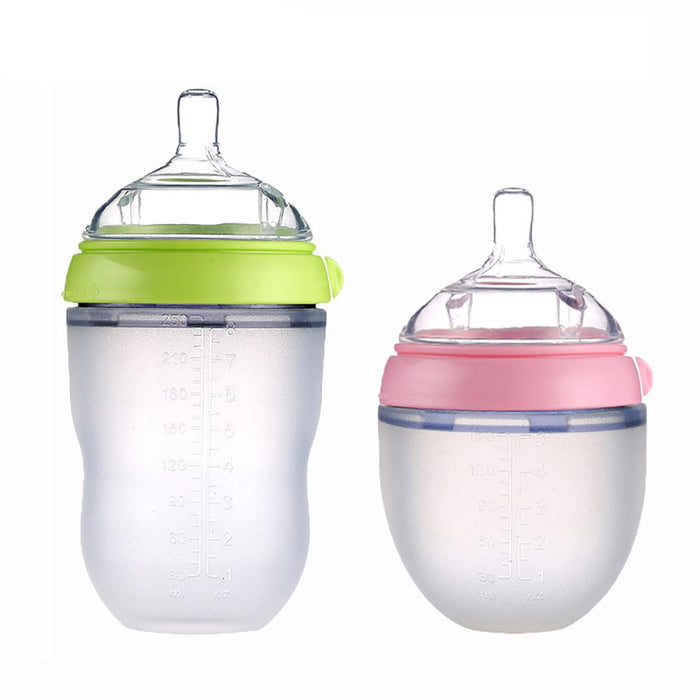 Baby Bottle For Milk and Breastmilk Wide Neck Soft Silicone Feeding Container Baby Water Bottle kids Nursing Bottles