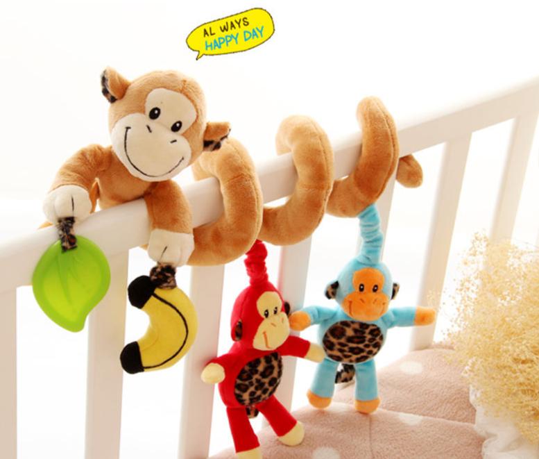 Stuffed Stroller Toys Animal Baby Crib Pram Bed Hanging Educational Infant Baby Rattle For Kids