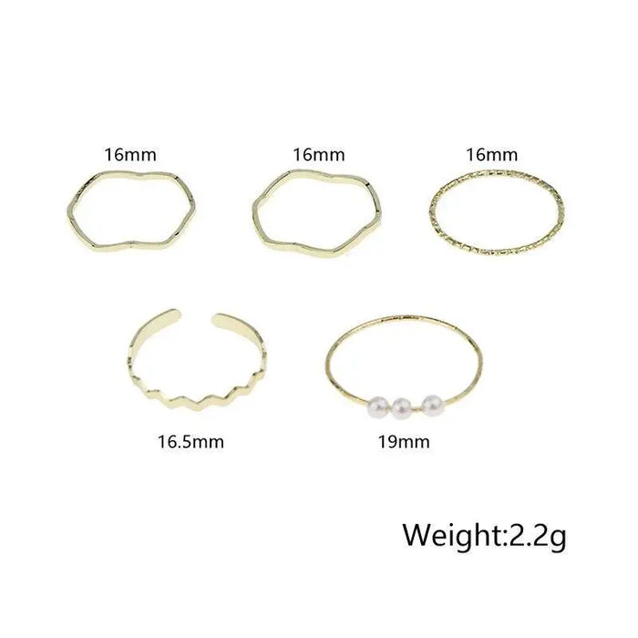 5pc Simple Fashion Pearl Zircon Metal Multilayer Ring - 2021 Ring Jewelry Trend for Party Engagement Birthday Wedding Gift for Women - ALLURELATION - 2021 trends, 571, aesthetic jewelry, aesthetic rings, Birthday gifts, Christmas gifts, earings, engagement rings, Fashion Jewelry, fashion rings, Fashion wedding rings, Gift for girlfriends, Jewelry, Jewelry for women, rings, trending jewelry, trending rings, trends 2021, Valentine's day gift, women jewelry, womens jewelry - Stevvex.com