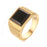 Luxury Gold Men  Men's Stainless Steel Black Stone Gold King Epic Ring Europe and America Style