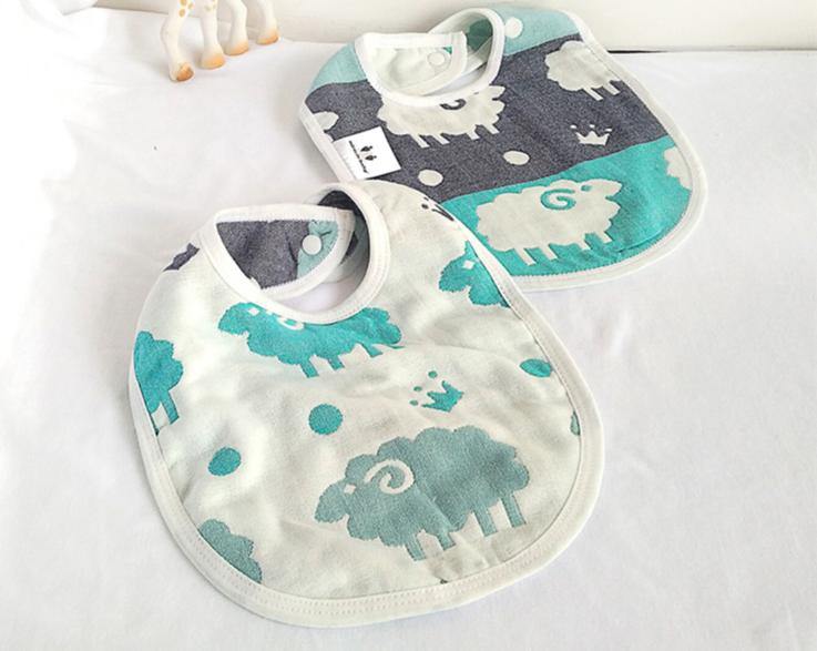 Two sides 100% Cotton Gauze Baby Bibs 6 Layers All Seasons Infant Unisex Clothing Accessories Bibs For Baby and Kids