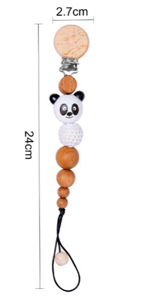 Modern Handmade Pacifier Chain Baby Teething Chains Crochet Rabbit Panda Beads Wooden Clips Wood Tiny Rod  For Kids