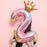 Luxury Gradient Modern 32inch Rainbow number Foil Balloons For Birthday party Decorations Kids Rose Ballons With Crown From 0-9 Numbers