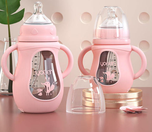 Modern Glass Baby Bottle Straw Drop-resistant Water Drink Bottles for Baby Milk Bottle for a Child