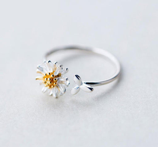 New Modern Silver Color Daisy Flower Elegant Rings For Women Adjustable Size Amazing Rings Modern Fashion Wedding Jewelry