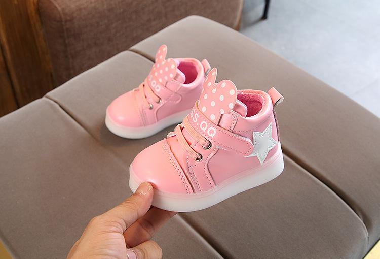 Girl LED Lights Shoes Flexible Casual Design Comfortable Soft Toddler Shoe For Running Walking Excellent Gift