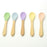 2PCS  Bamboo Training Spoons Organic Soft Baby Feeding Silicone Tip Spoon Scoop Easy Grip Handle Toddlers Infant Gifts For Parents And Baby Boys Or Girls