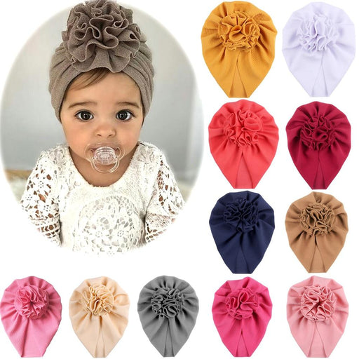 Baby Flower Turban Headwraps Caps Elastic Hair Accessories Bow For Baby Girls