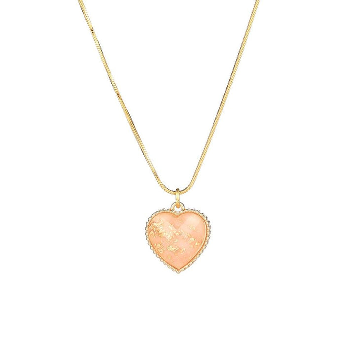 New Romantic Amazing Sweet Cute Colorful Heart Shape Pendant Elegant Link Chain Necklaces Luxury For Women And Girls Wedding Engagement Accessories Jewelry