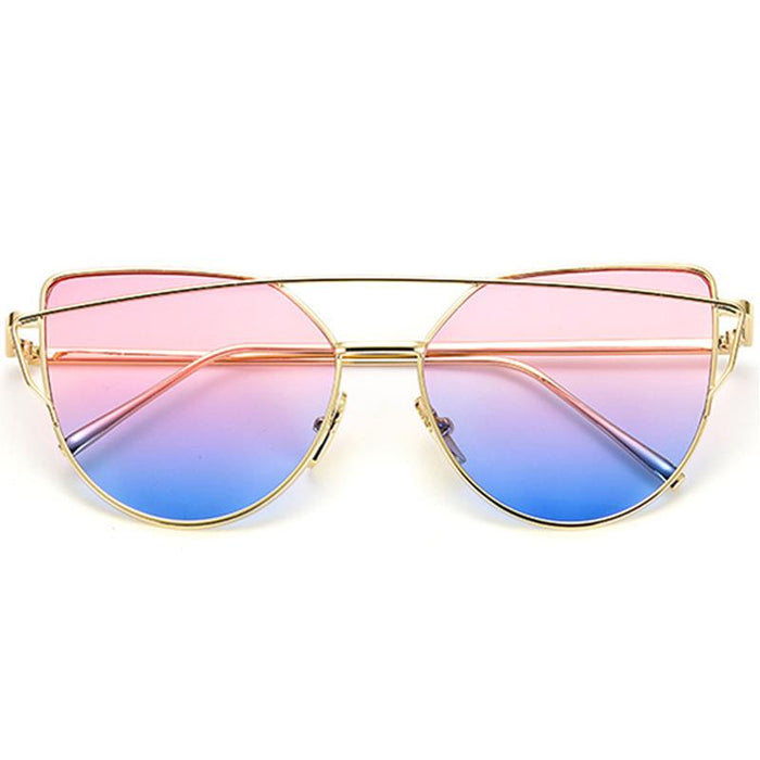 NEW  Stevvex Designer Cat eye Sunglasses For Women and Ladies in Vintage Metal Reflective Glasse Mirror Retro Oculos De Sol Gafas Style With UV 400 Protection