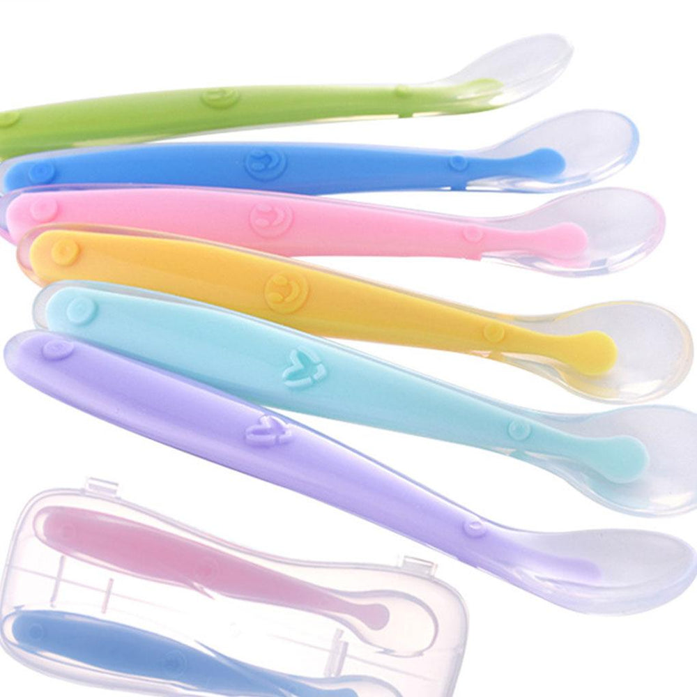 Baby Soft Silicone Spoon Candy Color Temperature Sensing Spoon Children Food Baby Feeding Tools Unique Design Perfect Gift