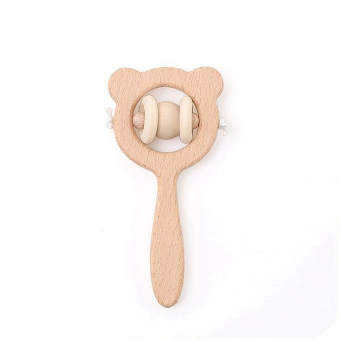 Wooden Teether Hedgehog Crochet Beads Wood Crafts Ring Engraved Bead Baby Teether Wooden Toys For Kids Rattle