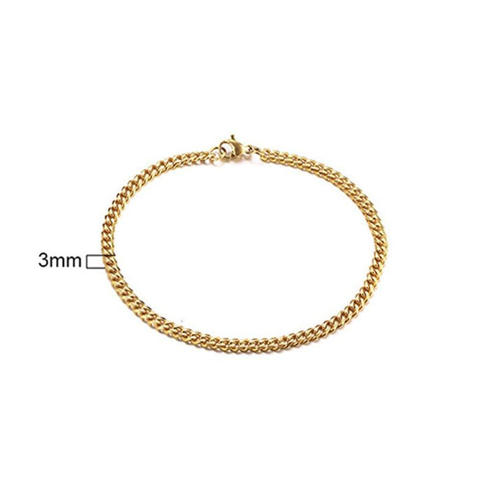 Men's Bracelet Curb Cuban Link Chain Stainless Steel Mens Womens Bracelets Bangle Gold Tone No Fade