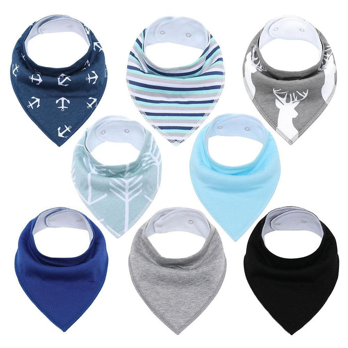 8PCS/SET Pack Baby Bandana Organic Absorbent Soft Cotton Drool Bibsfor Teething And Feeding Bib For Baby and Kids Feeding