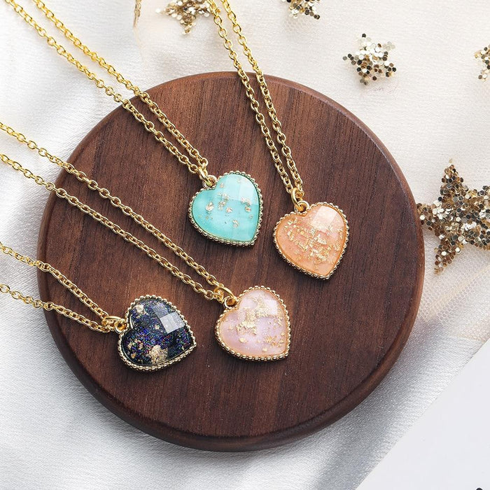 New Romantic Amazing Sweet Cute Colorful Heart Shape Pendant Elegant Link Chain Necklaces Luxury For Women And Girls Wedding Engagement Accessories Jewelry