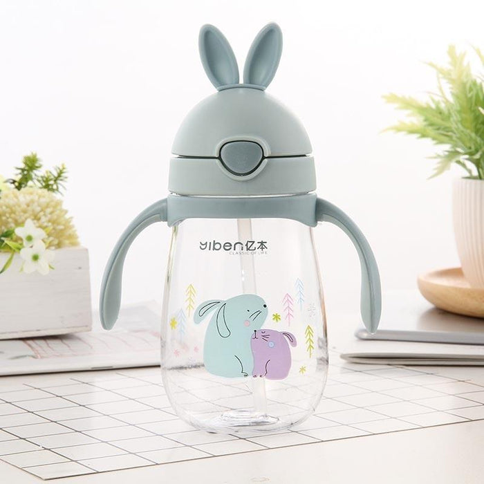 Rabbit Baby Feeding Cup with a Straw BPA Free Children Feeding Drinking Handle Water Bottles Training Cup For Milk For Kids and baby