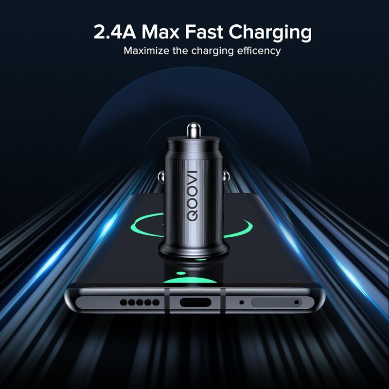 Mini Black Universal Car Charger 2.4A Dual USB Fast Charging Mobile Phone Car Charge GPS For Smartphones