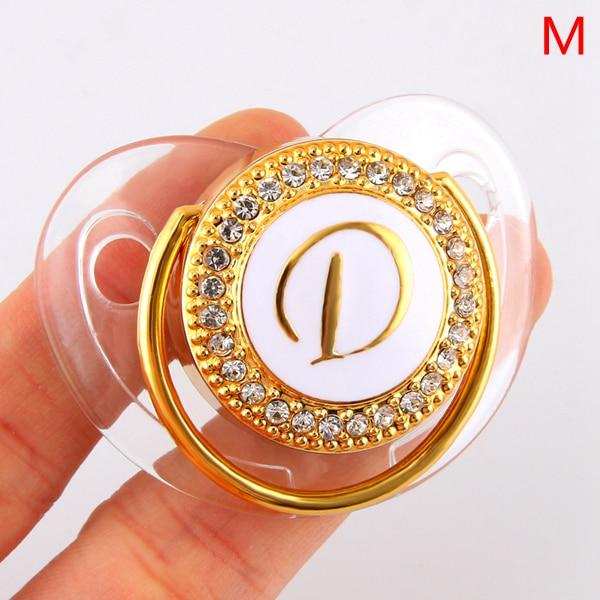 Modern Luxury Diamond Transparent Baby Pacifier Luxury Initials Letter D Bling Pacifier Rhinestone For Baby