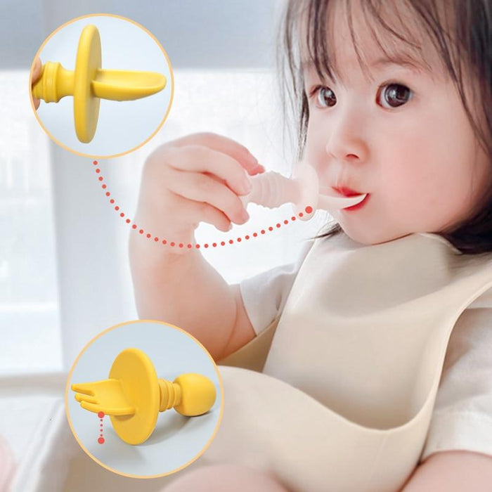 Big Baby Feeding Unique Spoon And Fork Set  Soft Silicone Feeding  Flatware  Safe Training Spoon For Baby Girls And Boys