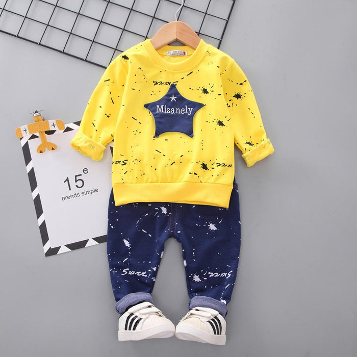 Modern Elegant Luxury Baby Boys Costume Star Camouflage Tracksuit Tops Pants 2PCS