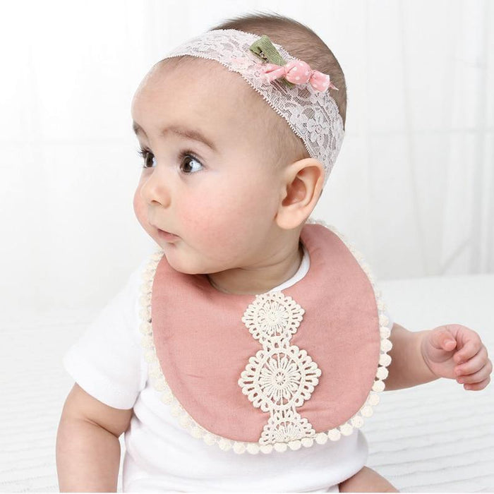 Double-deck Infant Baby Girl Boy Bib Kid Toddler Dinner Feeding Tassel Cotton Linen Burp Cloths