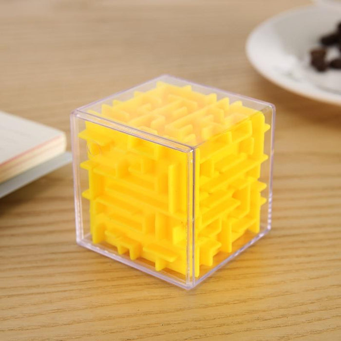 3D Maze Magic Cube Transparent Six-sided Puzzle Speed Cube Rolling Ball Game Maze Toys for Children Educational