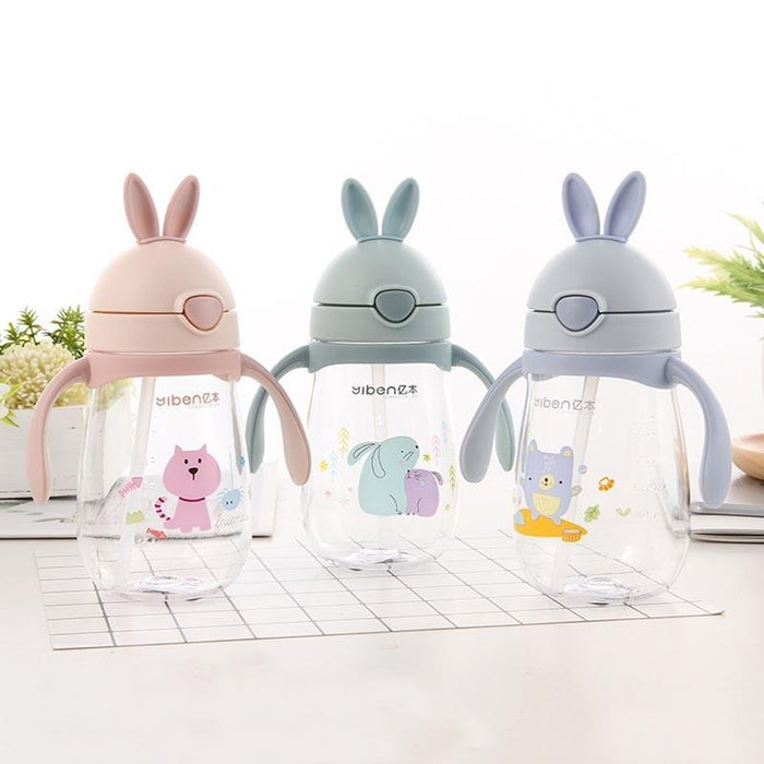 Rabbit Baby Feeding Cup with a Straw BPA Free Children Feeding Drinking Handle Water Bottles Training Cup For Milk For Kids and baby