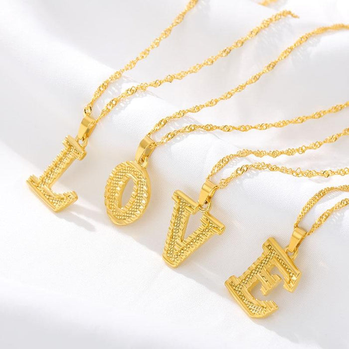 Modern NEW Luxury Shiny Tiny Gold Initial Letter Necklace For Women and Man In Jewelry Hip Hop Retro Design