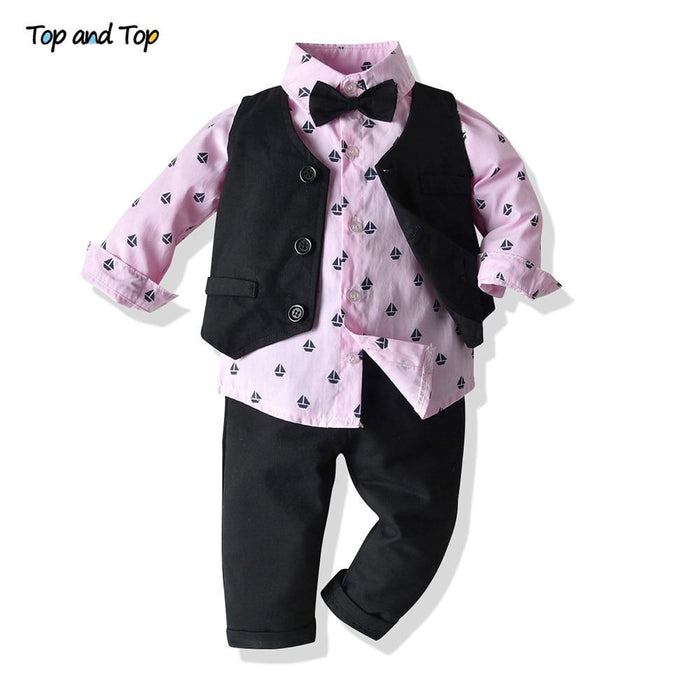 Luxury Modern Outfit Autumn Fashion Baby Boys Gentleman Bow Tie Rompers Pants Suit Baby Set For Celebrations