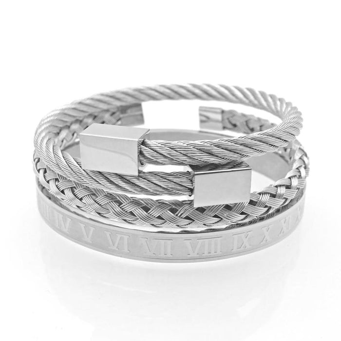 Luxury Modern Rich Style Royal Roman Bracelets & Bangles Love Bangle Bracelet For Men Stainless Steel Rectangle Bracelet Men's Jewelry Great Gift Idea