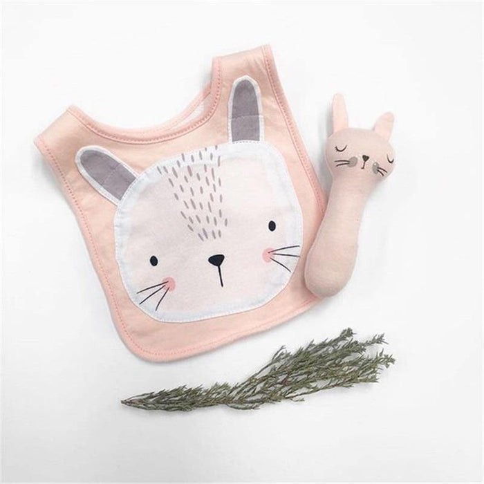 Luxury Cartoon Animal Cotton Printing Snap Button Bib Waterproof Saliva Towel Infant Cloths Feeding Apron For Kids