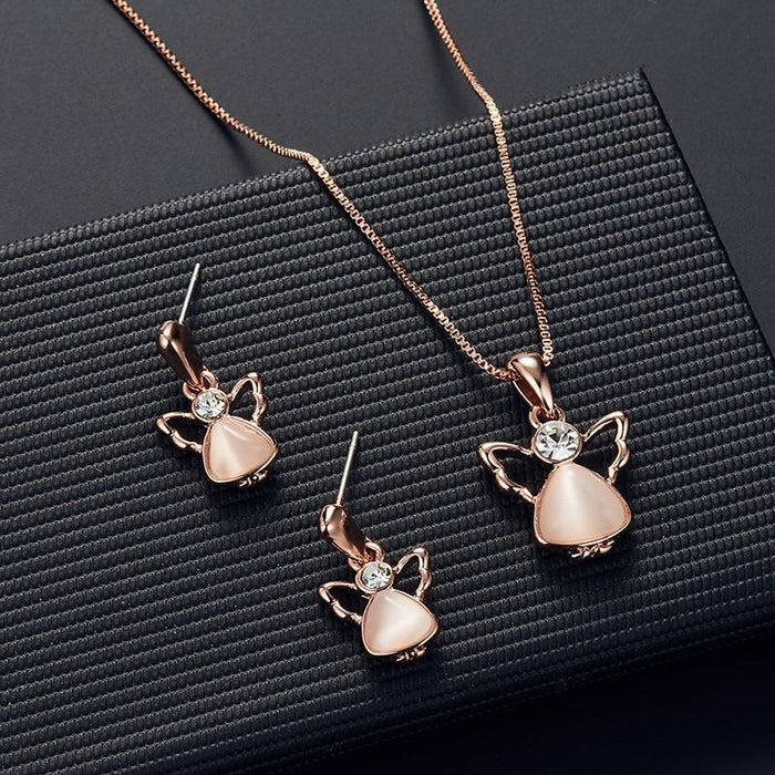 Modern Jewelry Sets For Women Elegant Water-Drop Rhinestone Elegant Pendant Luxury Necklace Hook Earrings Jewelry Set