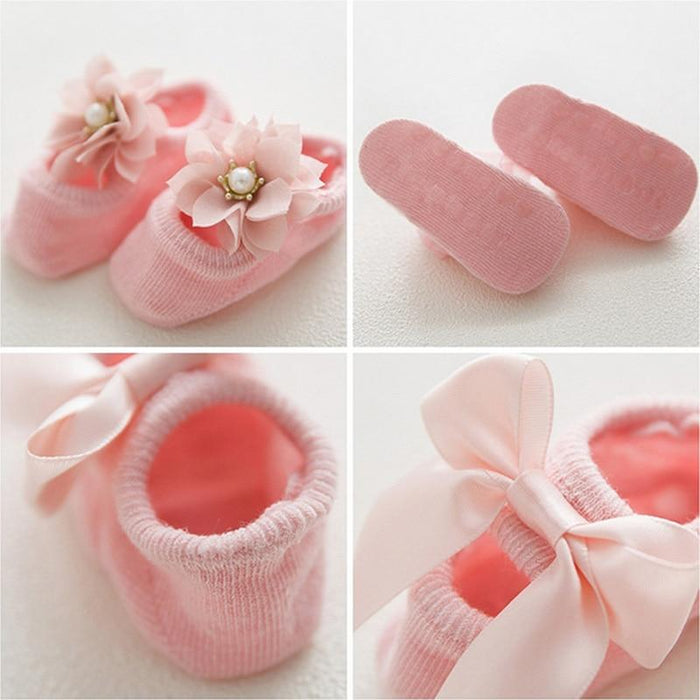 Baby Girl  Anti-Slip Cotton Bow Lace Flower Floor Socks Spring Socks Excellent Quality Everyday Wear