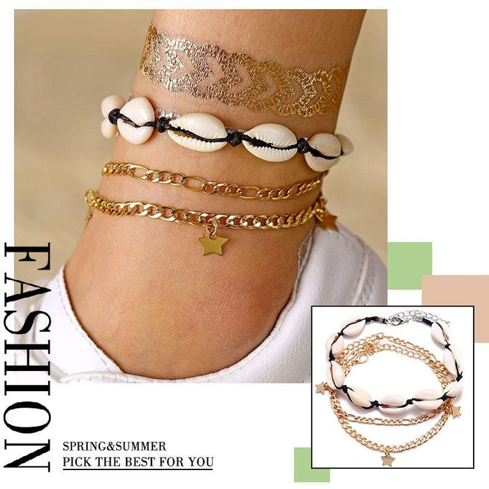 Female Heart Anklets Barefoot Crochet Sandals Foot Jewelry Bracelets For Women Leg Chain