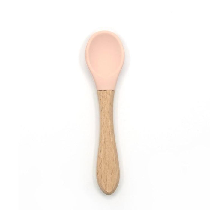 2PCS  Bamboo Training Spoons Organic Soft Baby Feeding Silicone Tip Spoon Scoop Easy Grip Handle Toddlers Infant Gifts For Parents And Baby Boys Or Girls