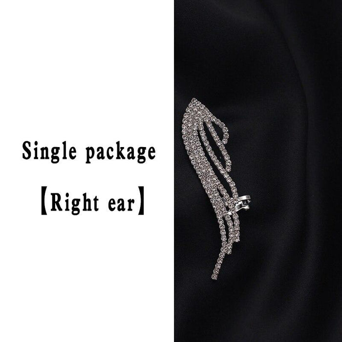 Luxury Elegant Crytal Angel wings Rhinestone Hanging Dangle Exaggerated Fashion Stud Earrings With Elegant Anti-allergy Design For Ladies and Women In New Trend Popular Style