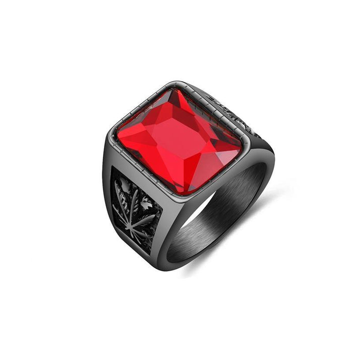 Epic King Men Hiphop Ring 316L Stainless Steel Black/Red Stone Ring Rock Fashion Jewelry For Men