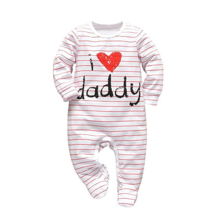 Newborn Baby Rompers Pajama Cotton Cute Letter I Love Daddy and Mummy Long Sleeve rompers Clothes For Baby Kids